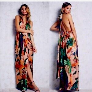 Bariano Womens Miami Maxi Dress Floral Halter Slit Size 4 NWT!!!!